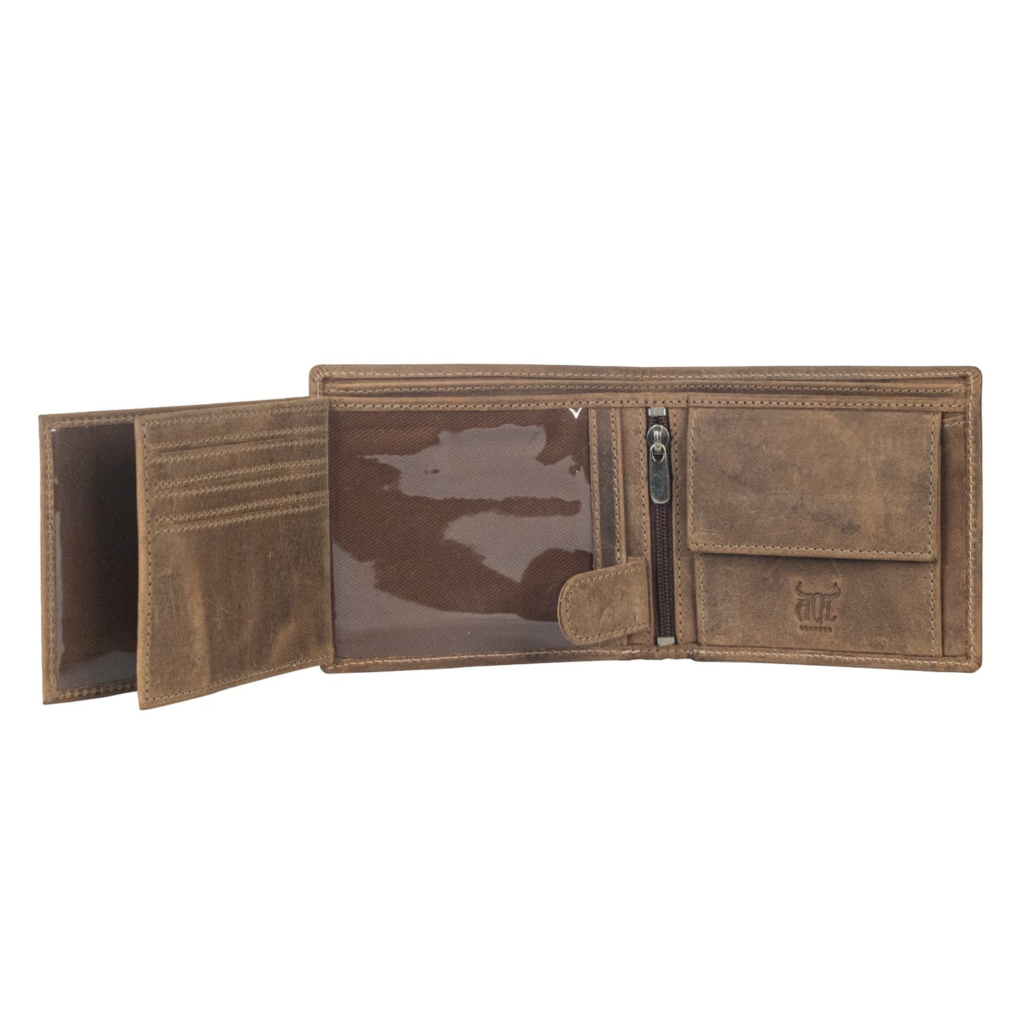 AQL102cognac1042: Unleash Your Rugged Charm with the Crazy Casual Hunter Men's Wallet - AqLeather