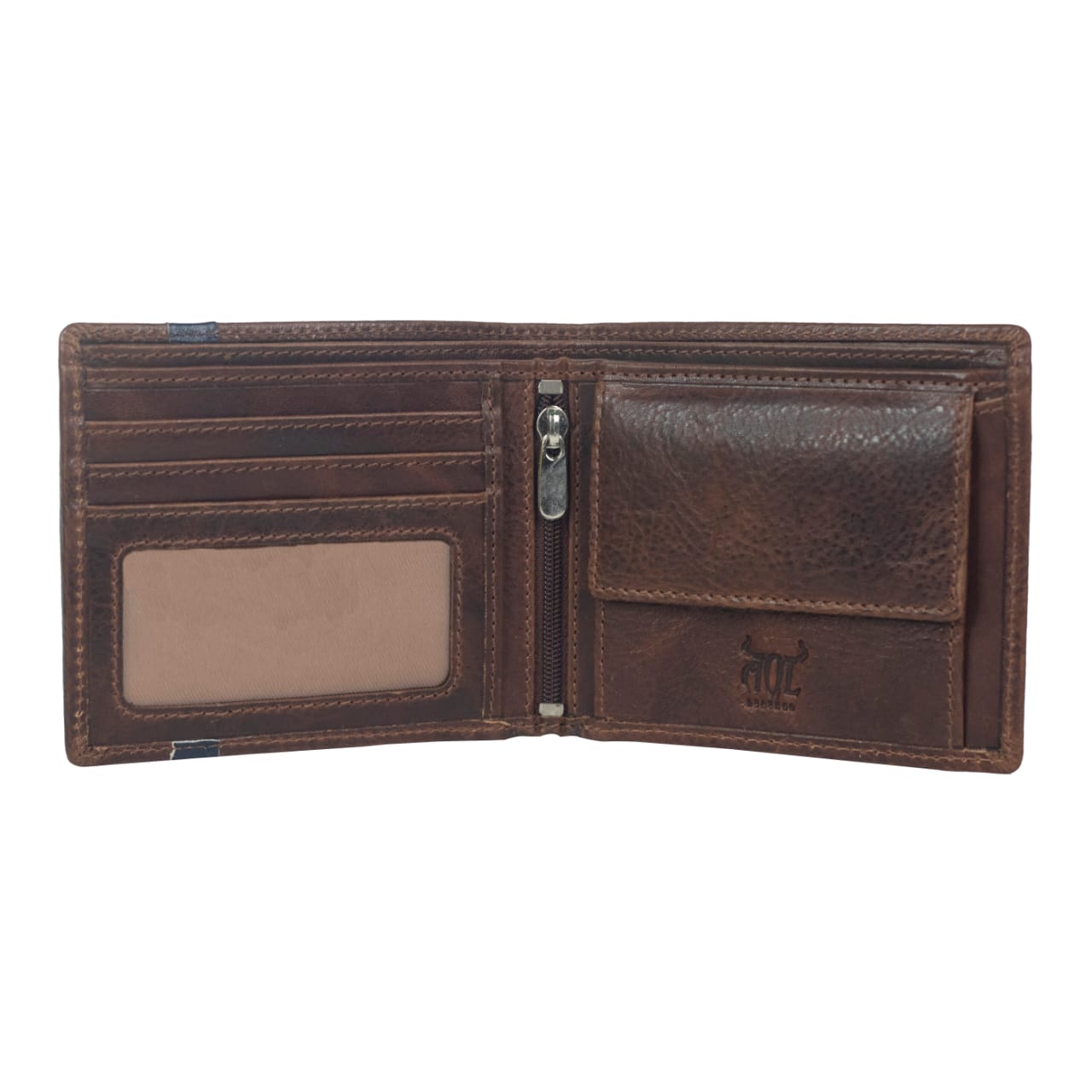 AQL193brown navy 1022: The Anti-Vintage Hunter's Choice (CHC Brown-Navy Men's Wallet) - AqLeather