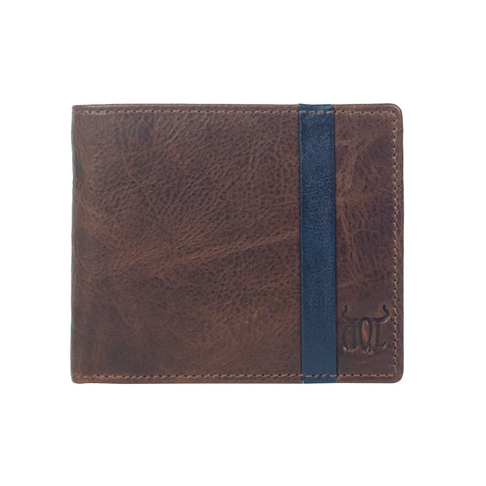 AQL193brown navy 1022: The Anti-Vintage Hunter's Choice (CHC Brown-Navy Men's Wallet) - AqLeather