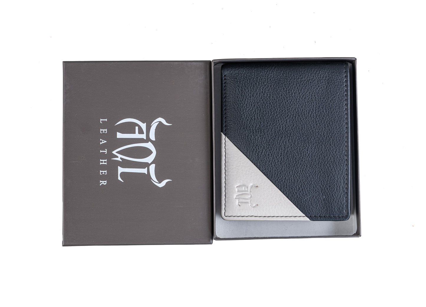 AQL130black/white1067: The Boston NDM Men's Leather Wallet - A Classic Combination for the Discerning Man - AqLeather