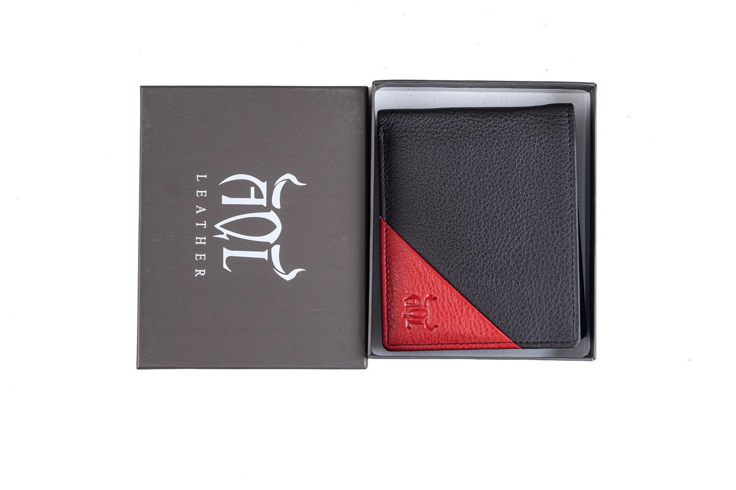 AQL130brown/red1067: The Boston NDM Men's Leather Wallet - A Bold Blend for the Modern Man - AqLeather