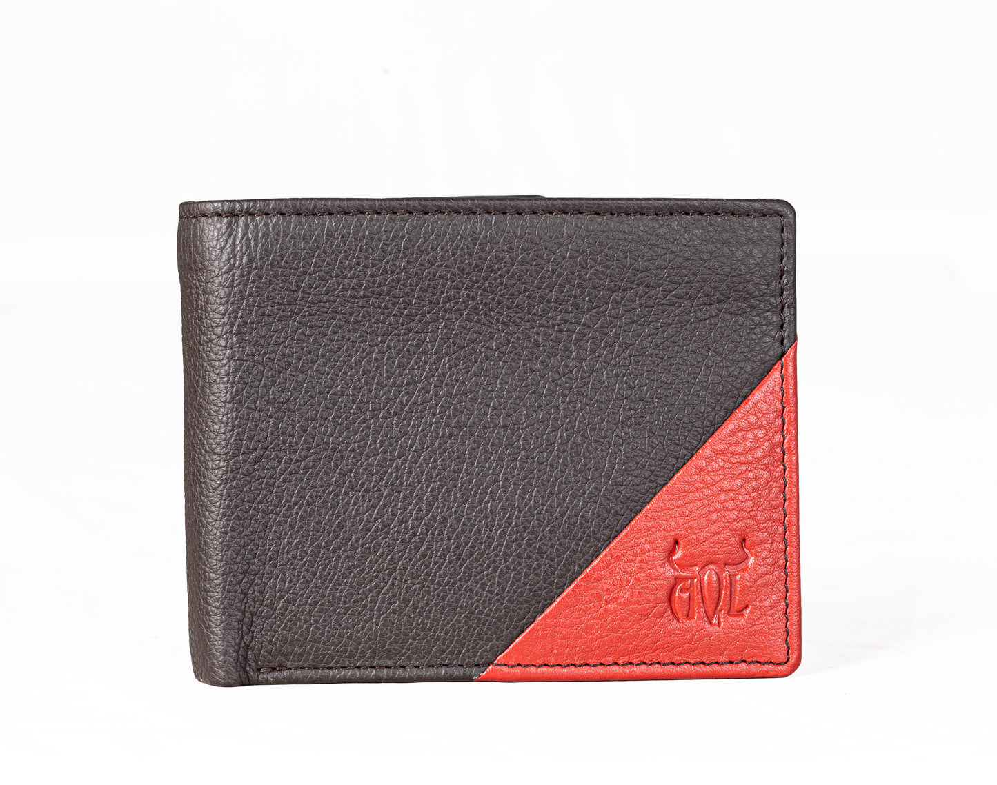 AQL130brown/red1067: The Boston NDM Men's Leather Wallet - A Bold Blend for the Modern Man - AqLeather