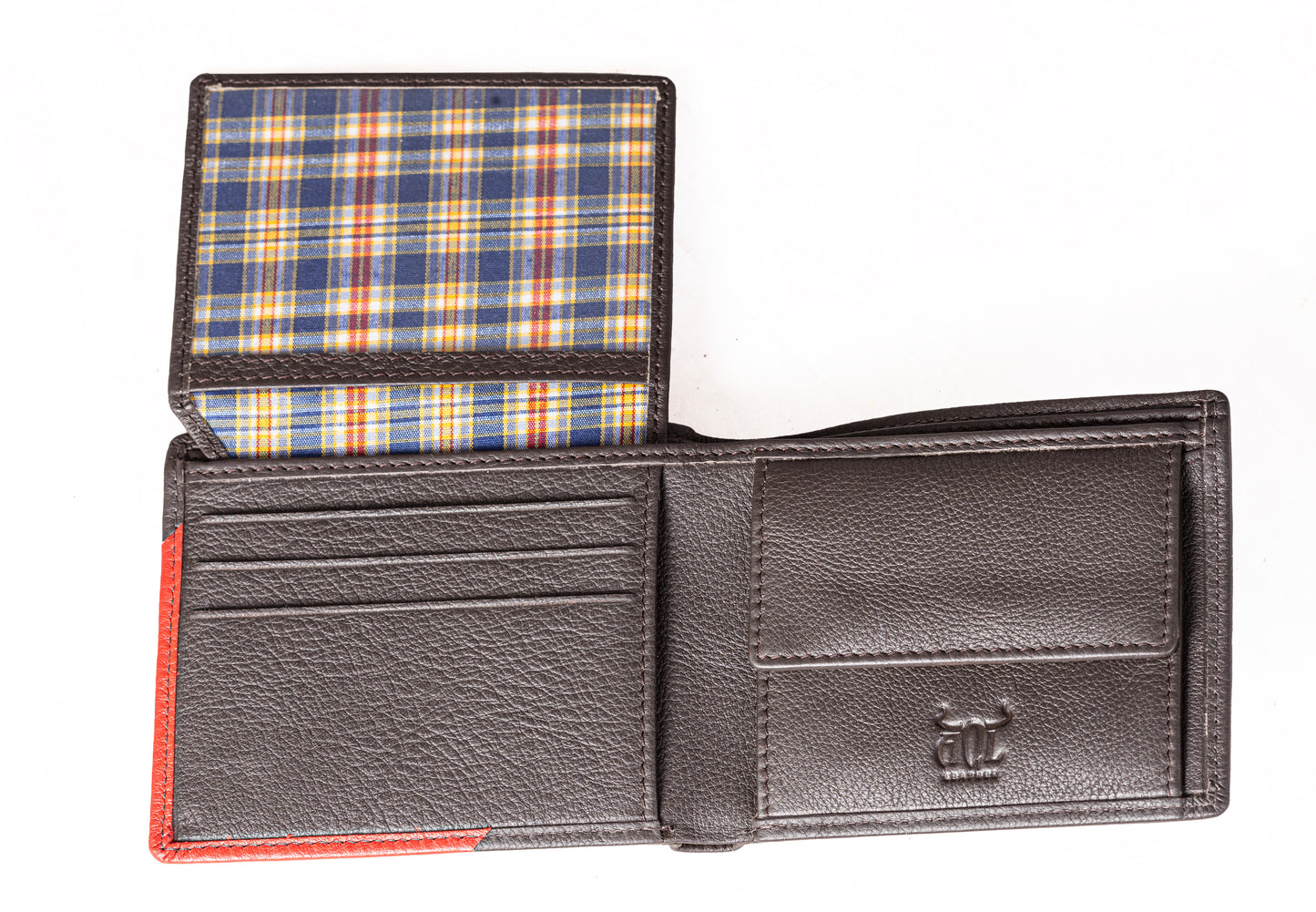 AQL130brown/red1067: The Boston NDM Men's Leather Wallet - A Bold Blend for the Modern Man - AqLeather