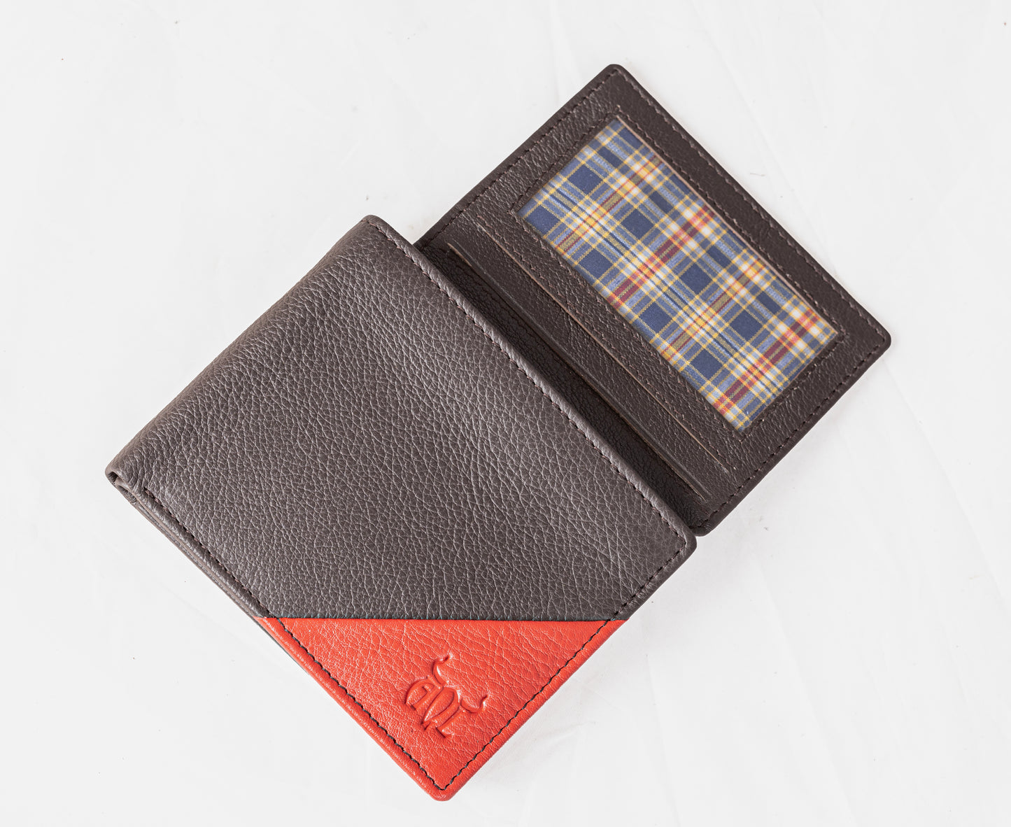 AQL130brown/red1067: The Boston NDM Men's Leather Wallet - A Bold Blend for the Modern Man - AqLeather