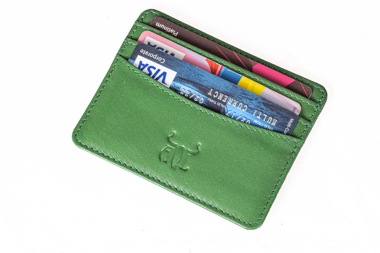 AQL125green1012: The Hunter V.T. - A Bold Statement in Minimalist Style (Card Holder) - AqLeather