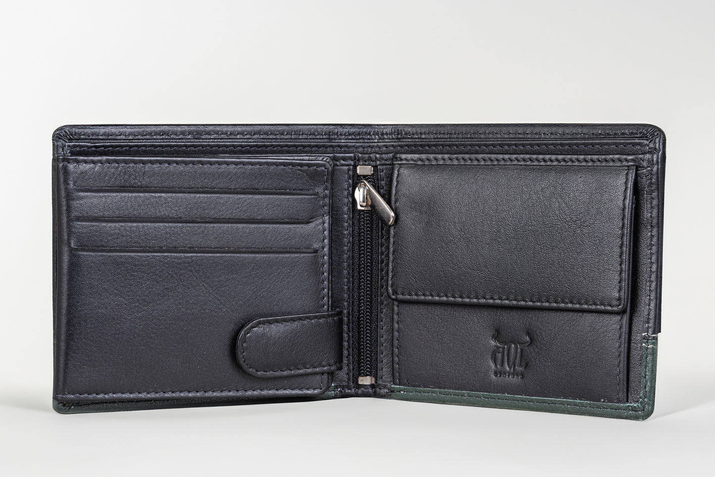 AQL150black/green1060: The Silky Nappa Statement - Bold Contrast for the Modern Man - AqLeather