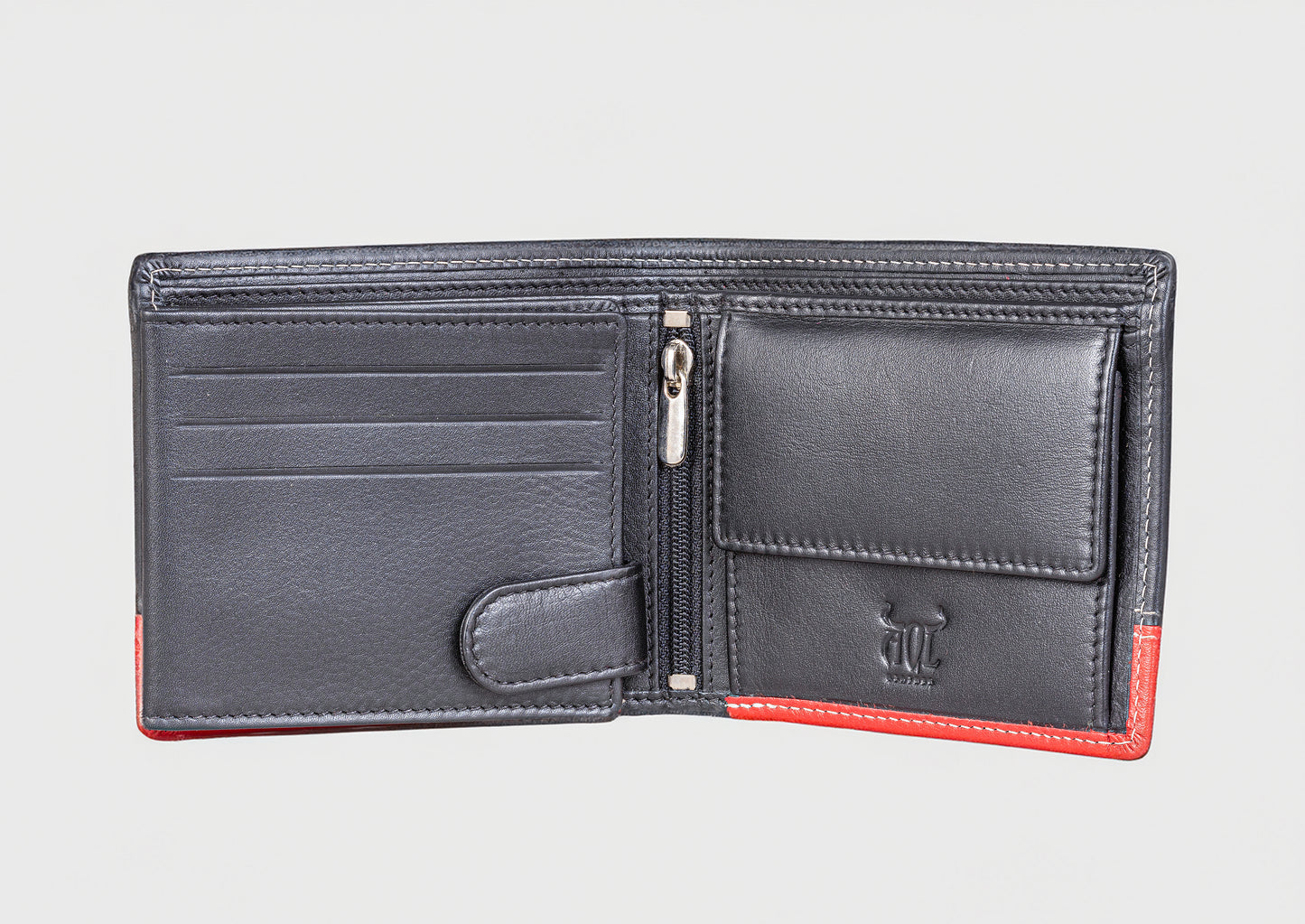 AQL150black/red1060: The Silky Nappa Statement - Bold Style Meets Secure Functionality- AqLeather