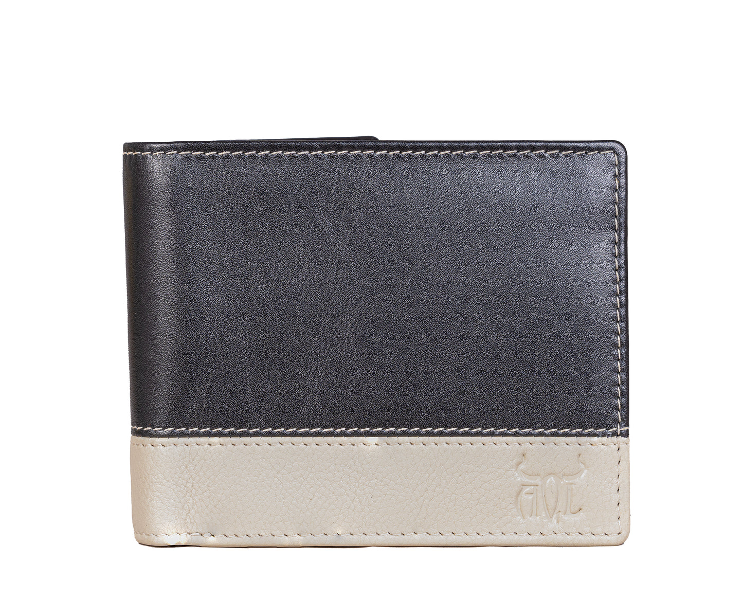 AQL150black/sand1060: Sophisticated Contrast - The Silky Nappa Men's Wallet - AqLeather