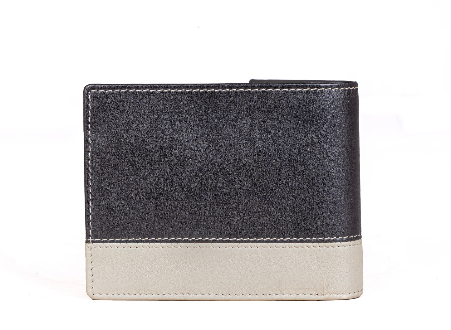 AQL150black/sand1060: Sophisticated Contrast - The Silky Nappa Men's Wallet - AqLeather