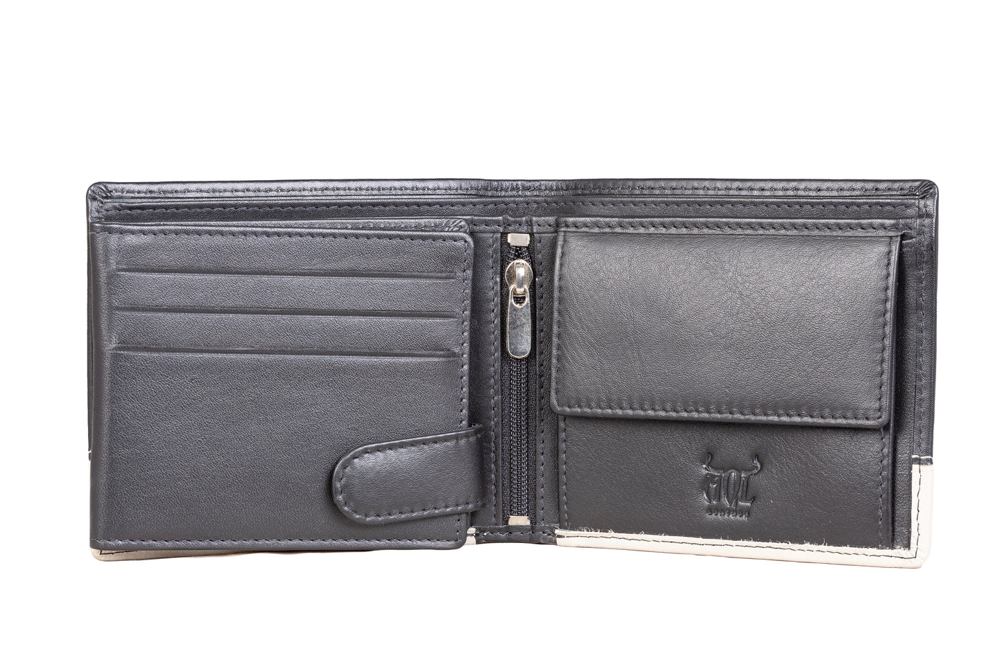 AQL150black/sand1060: Sophisticated Contrast - The Silky Nappa Men's Wallet - AqLeather