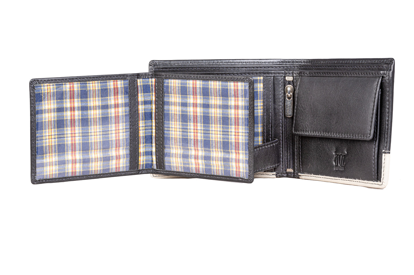 AQL150black/sand1060: Sophisticated Contrast - The Silky Nappa Men's Wallet - AqLeather