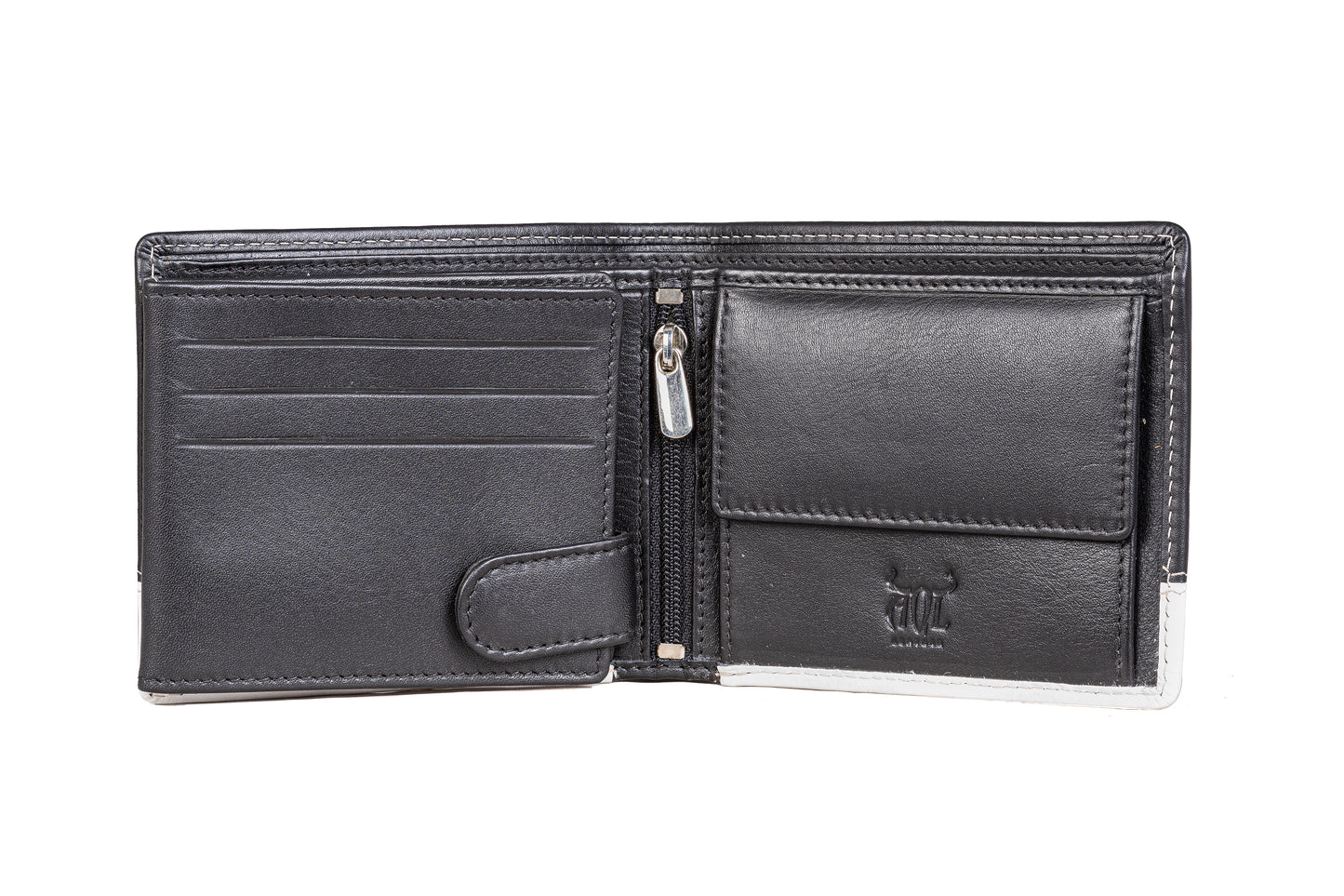 AQL150black/sand1060: Sophisticated Contrast - The Silky Nappa Men's Wallet - AqLeather