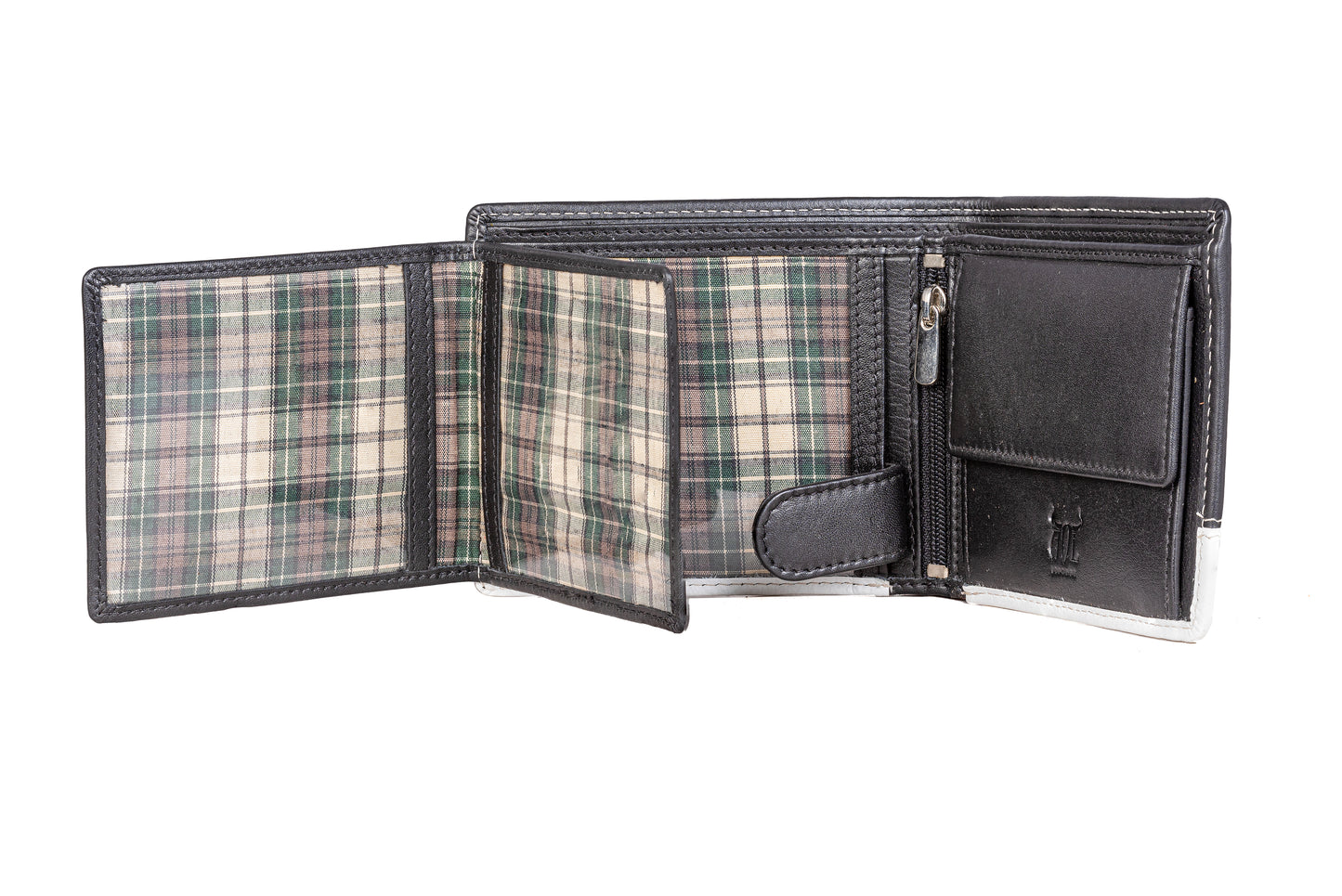 AQL150black/sand1060: Sophisticated Contrast - The Silky Nappa Men's Wallet - AqLeather