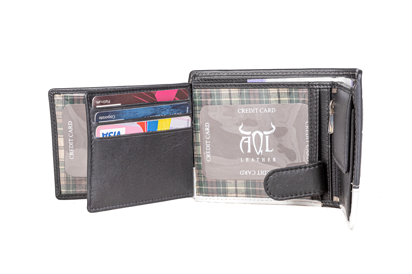 AQL150black/sand1060: Sophisticated Contrast - The Silky Nappa Men's Wallet - AqLeather