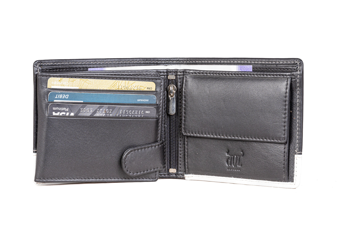 AQL150black/sand1060: Sophisticated Contrast - The Silky Nappa Men's Wallet - AqLeather